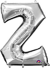 Silver Letter "Z" Shaped Mylar Super Balloon 34 Inch